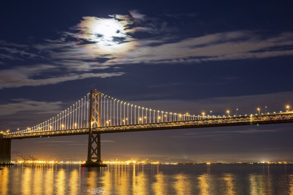 輸入壁紙 カスタム壁紙 PHOTOWALL / Moonrise over Bay Bridge (e24344)