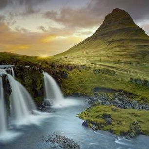 輸入壁紙 カスタム壁紙 PHOTOWALL / Three Waterfalls - Iceland (e24315)
