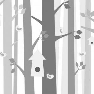 輸入壁紙 カスタム壁紙 PHOTOWALL / Bird Forest - Grey (e40415)