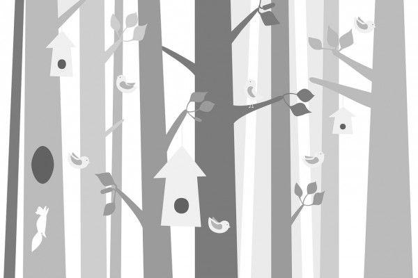 輸入壁紙 カスタム壁紙 PHOTOWALL / Bird Forest - Grey (e40415)