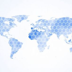 輸入壁紙 カスタム壁紙 PHOTOWALL / Blue Hexagon World Map (e25002)