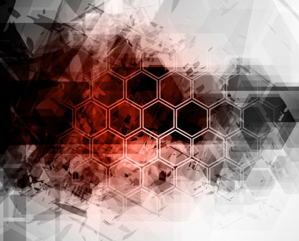 輸入壁紙 カスタム壁紙 PHOTOWALL / Red Hexagon Background (e25044)