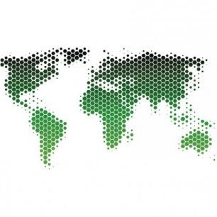 輸入壁紙 カスタム壁紙 PHOTOWALL / World Map Metal Sheet - Green (e25055)