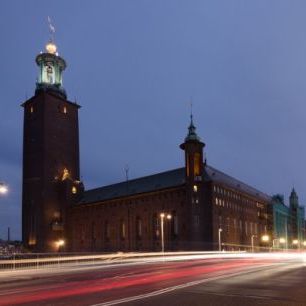 輸入壁紙 カスタム壁紙 PHOTOWALL / Stockholm Cityhall Light Streaks (e25261)