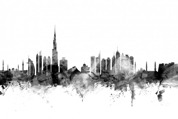 輸入壁紙 カスタム壁紙 PHOTOWALL / Dubai Skyline Black (e25354)