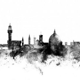 輸入壁紙 カスタム壁紙 PHOTOWALL / Florence Italy Skyline Black (e25360)