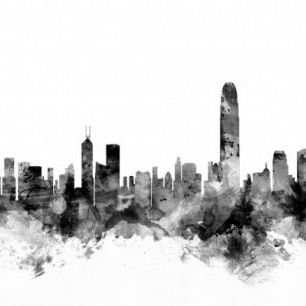 輸入壁紙 カスタム壁紙 PHOTOWALL / Hong Kong Skyline Black (e25365)