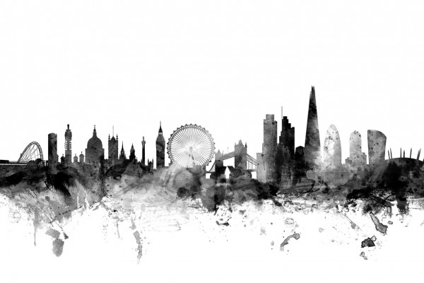 輸入壁紙 カスタム壁紙 PHOTOWALL / London Skyline 2 Black (e25384)