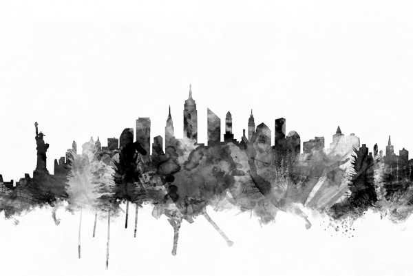 輸入壁紙 カスタム壁紙 PHOTOWALL / New York City Skyline Black 2 (e25403)