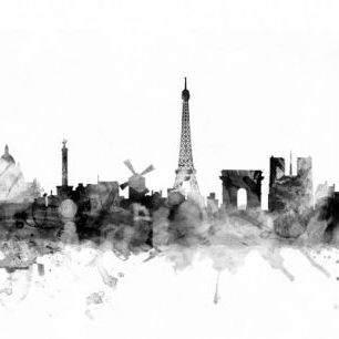 輸入壁紙 カスタム壁紙 PHOTOWALL / Paris Skyline Black (e25412)