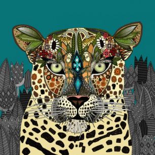 輸入壁紙 カスタム壁紙 PHOTOWALL / Leopard Queen Teal (e25450)