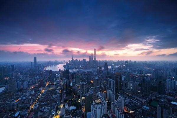 輸入壁紙 カスタム壁紙 PHOTOWALL / Shanghai City Sunrise (e29521)