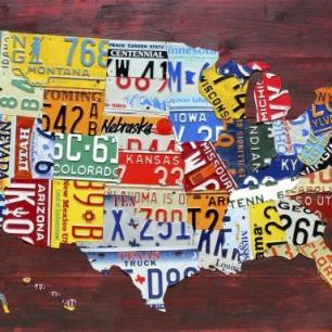 輸入壁紙 カスタム壁紙 PHOTOWALL / USA Map License Plates (e29572)
