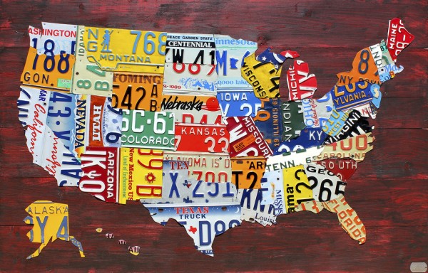 輸入壁紙 カスタム壁紙 PHOTOWALL / USA Map License Plates (e29572)