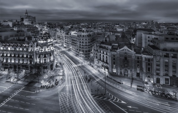 輸入壁紙 カスタム壁紙 PHOTOWALL / Madrid City Lights (e22446)