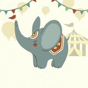 輸入壁紙 カスタム壁紙 PHOTOWALL / Little Circus Elephant (e23343)