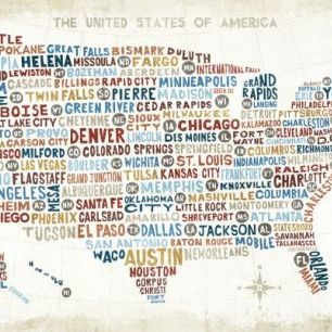 輸入壁紙 カスタム壁紙 PHOTOWALL / US City Map (e24848)