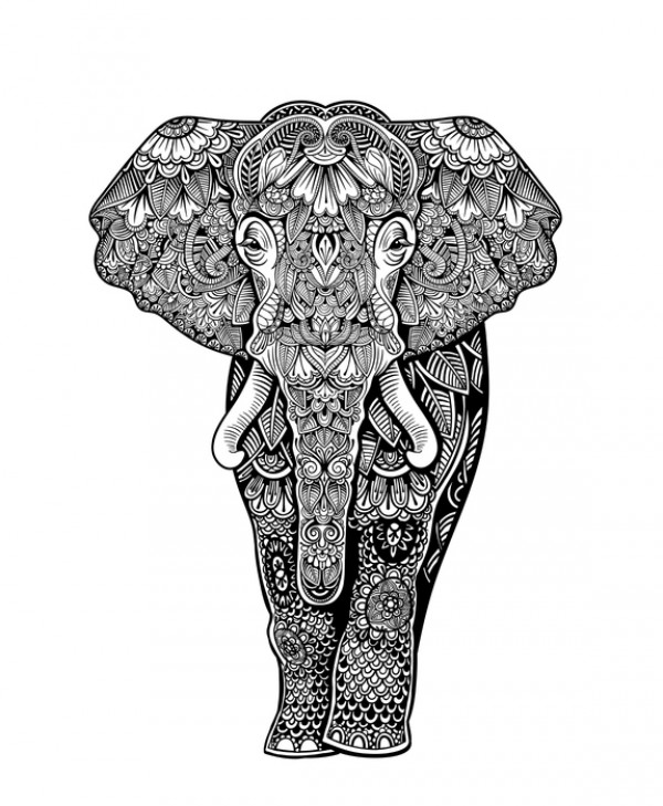 輸入壁紙 カスタム壁紙 PHOTOWALL / Henna Elephant (e25830)