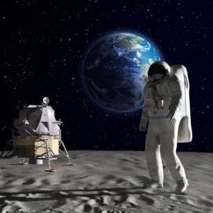 輸入壁紙 カスタム壁紙 PHOTOWALL / Astronaut on the Moon 2 (e25839)