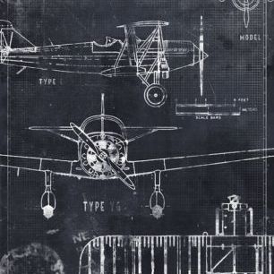輸入壁紙 カスタム壁紙 PHOTOWALL / Airplane Blueprint - Black (e30076)