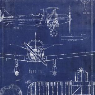 輸入壁紙 カスタム壁紙 PHOTOWALL / Airplane Blueprint (e30077)