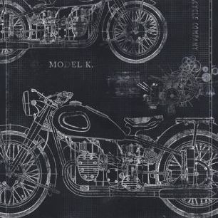 輸入壁紙 カスタム壁紙 Photowall Motorcycle Blueprint Black 0079 壁紙屋本舗