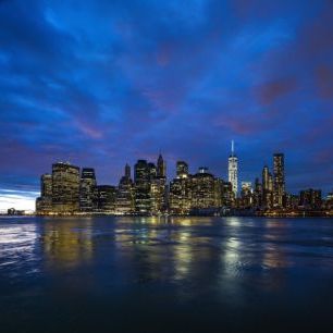 輸入壁紙 カスタム壁紙 PHOTOWALL / Manhattan Skyline - Blue and Pink Sky (e30046)