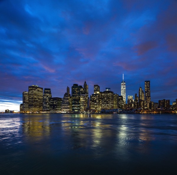 輸入壁紙 カスタム壁紙 PHOTOWALL / Manhattan Skyline - Blue and Pink Sky (e30046)