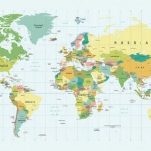 輸入壁紙 カスタム壁紙 PHOTOWALL / Political World Map (e30315)