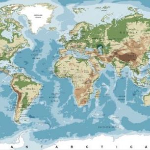 輸入壁紙 カスタム壁紙 PHOTOWALL / World Map with Elevation Tints (e30318)