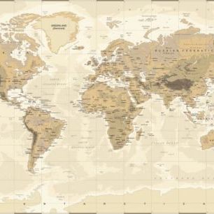輸入壁紙 カスタム壁紙 PHOTOWALL / Beige and Green World Map (e30325)