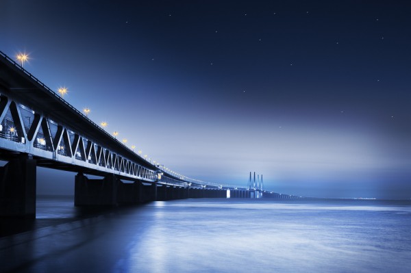 輸入壁紙 カスタム壁紙 PHOTOWALL / Oresund Bridge at Night (e40579)