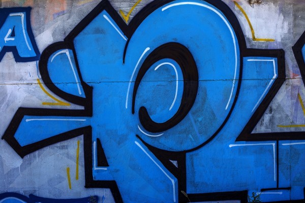 輸入壁紙 カスタム壁紙 PHOTOWALL / Blue Detail from Graffiti Wall (e40659)