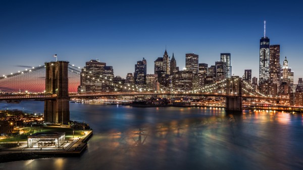 輸入壁紙 カスタム壁紙 PHOTOWALL / Brooklyn Bridge and Downtown Manhattan (e40663)