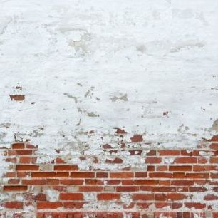輸入壁紙 カスタム壁紙 PHOTOWALL / Sprinkled White Plaster on Red Brick Wall (e40683)