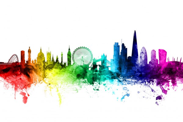 輸入壁紙 カスタム壁紙 PHOTOWALL / London Skyline Rainbow (e30503)