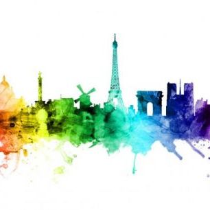 輸入壁紙 カスタム壁紙 PHOTOWALL / Paris Skyline Rainbow (e30505)