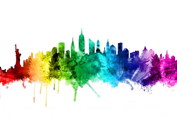 輸入壁紙 カスタム壁紙 PHOTOWALL / New York Skyline Rainbow 2 (e30523)