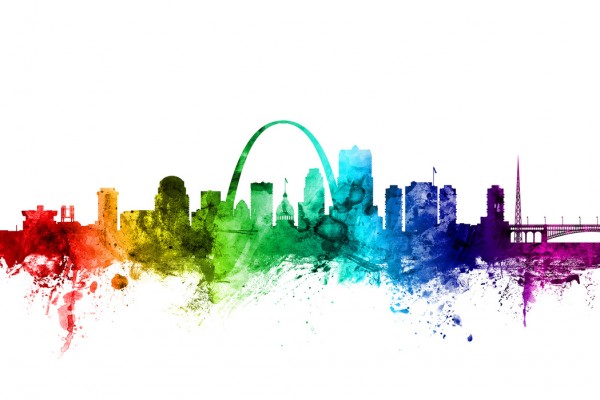 輸入壁紙 カスタム壁紙 PHOTOWALL / St Louis Missouri Skyline Rainbow (e30531)