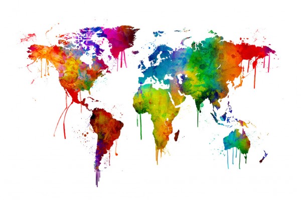 輸入壁紙 カスタム壁紙 PHOTOWALL / Watercolour World Map (e30538)