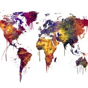 輸入壁紙 カスタム壁紙 PHOTOWALL / Watercolor World Map 2 (e30539)