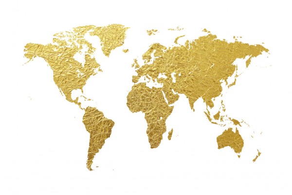 輸入壁紙 カスタム壁紙 PHOTOWALL / World Map Gold (e30540)