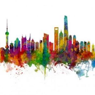輸入壁紙 カスタム壁紙 PHOTOWALL / Shanghai Skyline (e30564)