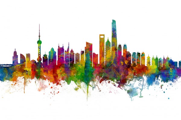 輸入壁紙 カスタム壁紙 PHOTOWALL / Shanghai Skyline (e30564)