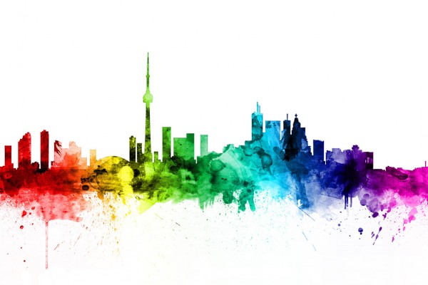 輸入壁紙 カスタム壁紙 PHOTOWALL / Toronto Skyline Rainbow (e30526)