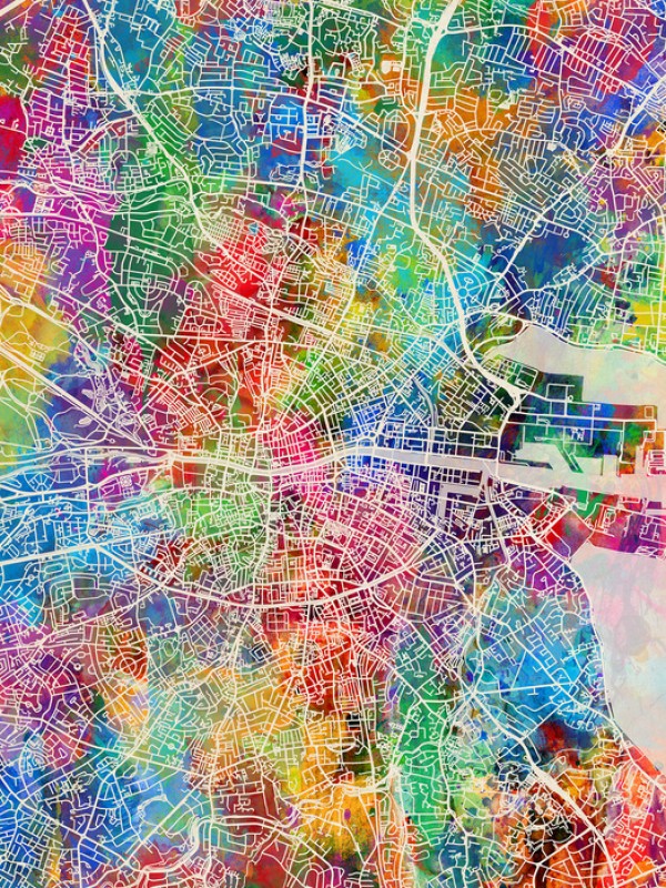 輸入壁紙 カスタム壁紙 PHOTOWALL / Dublin Street Map Multicolour (e50084)