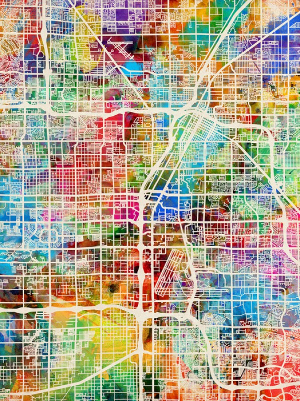 輸入壁紙 カスタム壁紙 PHOTOWALL / Las Vegas Street Map Multicolour (e50087)