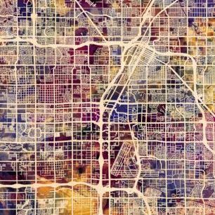 輸入壁紙 カスタム壁紙 PHOTOWALL / Las Vegas Street Map Purple (e50088)