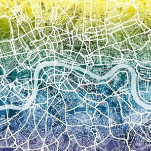 輸入壁紙 カスタム壁紙 PHOTOWALL / London Street Map Bluegreen (e50092)