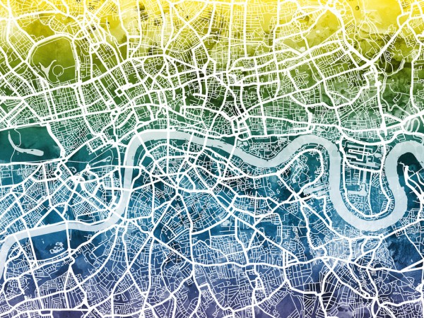 輸入壁紙 カスタム壁紙 PHOTOWALL / London Street Map Bluegreen (e50092)